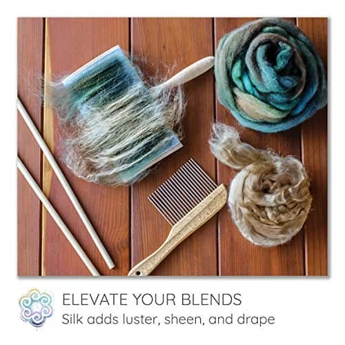 Living Dreams Yarn Natural White Tussah Silk Fiber for Soap Making Spinning Blending Felting | Premium Grade, 50g thumbnail 4