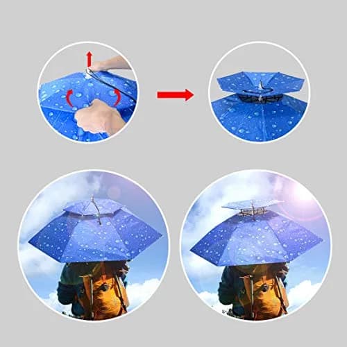 NEW-Vi 95 cm (37.4") Double Layer Folding Compact UV Wind Protection Umbrella Hat | Hands-Free for Fishing & Gardening thumbnail 5