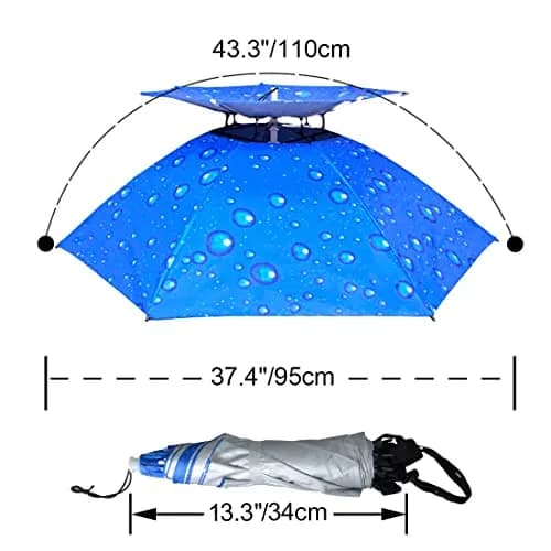 NEW-Vi 95 cm (37.4") Double Layer Folding Compact UV Wind Protection Umbrella Hat | Hands-Free for Fishing & Gardening thumbnail 8