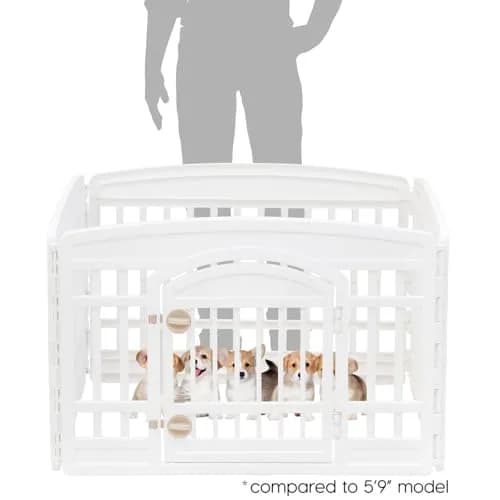 IRIS USA 4-Panel Dog Playpen | 24 Inch Pet Enclosure, White, Expandable, Heavy-Duty Plastic thumbnail 2