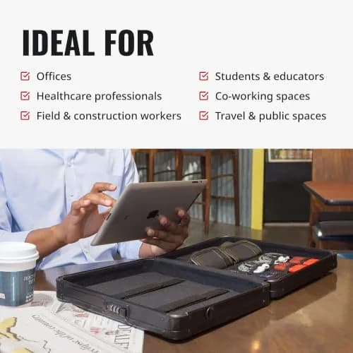 Vaultz Locking Storage Clipboard with Combination Lock, Black | Secure Portable Document & Device Organizer thumbnail 3