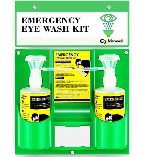 CGOLDENWALL Emergency Eye Wash Station Kit with 2 x 16.9oz Bottles & Mirror | Wall Mounted or Portable Safety thumbnail 1