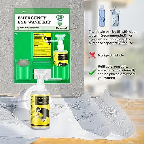 CGOLDENWALL Emergency Eye Wash Station Kit with 2 x 16.9oz Bottles & Mirror | Wall Mounted or Portable Safety thumbnail 6