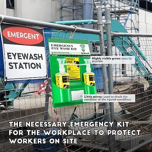 CGOLDENWALL Emergency Eye Wash Station Kit with 2 x 16.9oz Bottles & Mirror | Wall Mounted or Portable Safety thumbnail 7