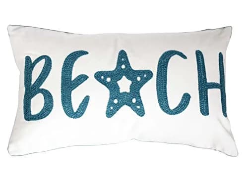 DECOPOW Embroidered Beach Throw Pillow Cover 20" x 12" | Nautical Style Decor thumbnail 1