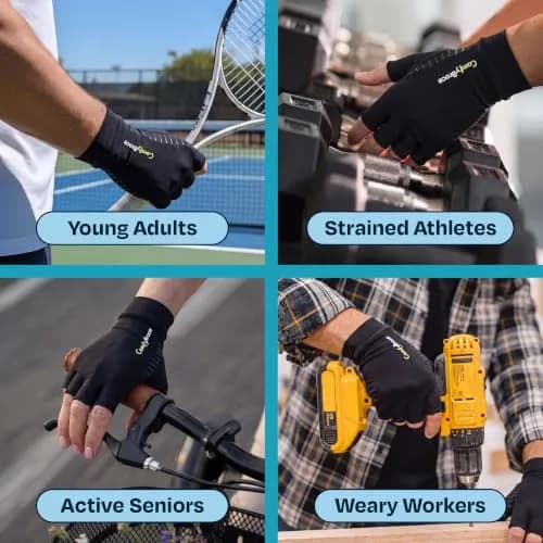 ComfyBrace Copper Infused Arthritis Gloves - Medium, Black | Hand & Finger Relief from Rheumatoid Arthritis, Carpal Tunnel, Tendonitis & Poor Circulation thumbnail 7