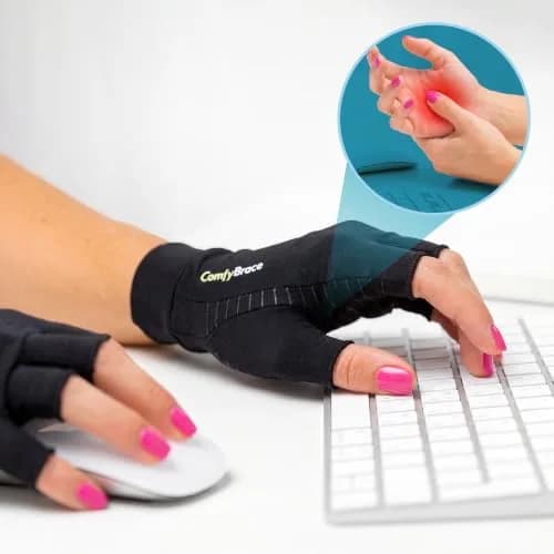 ComfyBrace Copper Infused Arthritis Gloves - Medium, Black | Hand & Finger Relief from Rheumatoid Arthritis, Carpal Tunnel, Tendonitis & Poor Circulation thumbnail 8