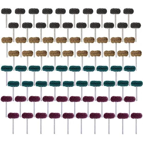 Rocaris 80Pcs 1" (25mm) Abrasive Wheel Buffing Polishing Wheel Set with 3mm Shank, 5 Grits (120-400) | For Rotary Tools thumbnail 1