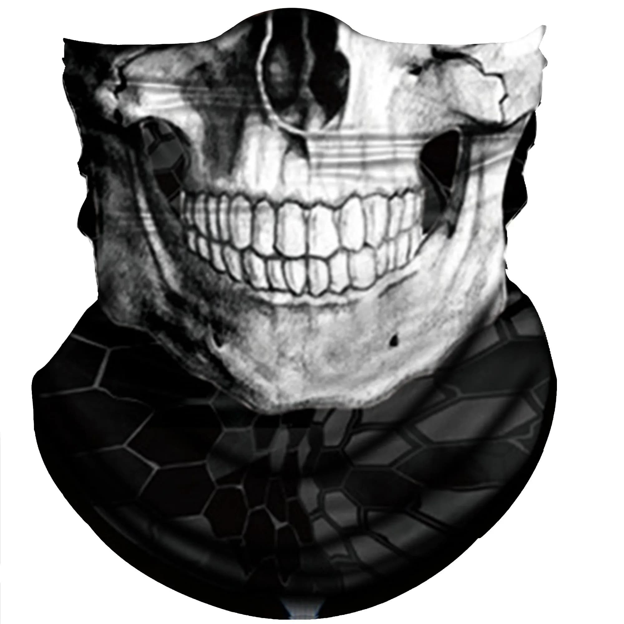Obacle Black White Skull 3D Tube Mask Bandana for Dust, Wind & UV Protection