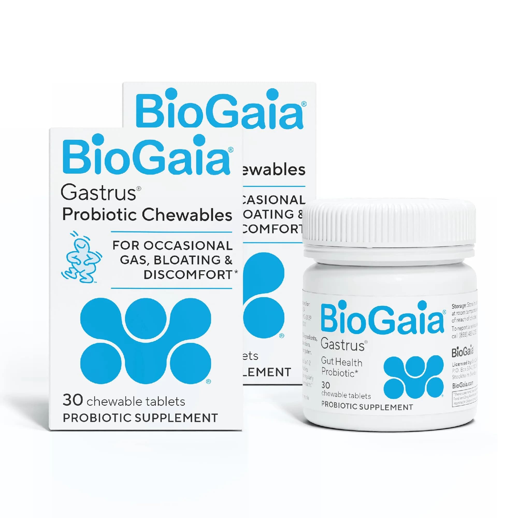 BioGaia Gastrus Chewable Probiotic Tablets | 60 Count (2 Pack) | Mandarin Mint Flavor