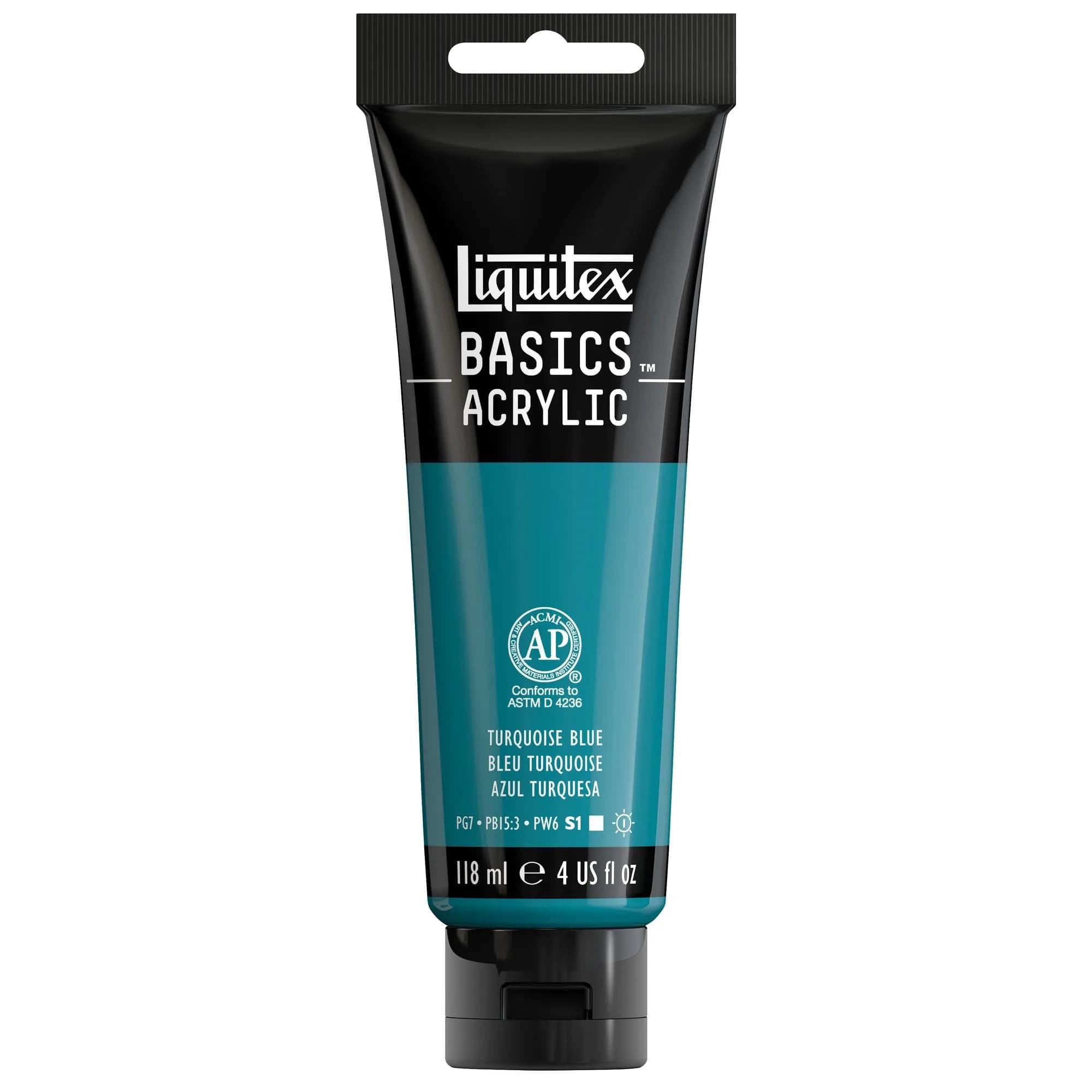 Liquitex BASICS Acrylic Paint, 4-oz Tube, Turquoise Blue | Lightfast, Artist-Quality Pigments for All Levels - main product image