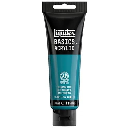 Liquitex BASICS Acrylic Paint, 4-oz Tube, Turquoise Blue | Lightfast, Artist-Quality Pigments for All Levels thumbnail 1
