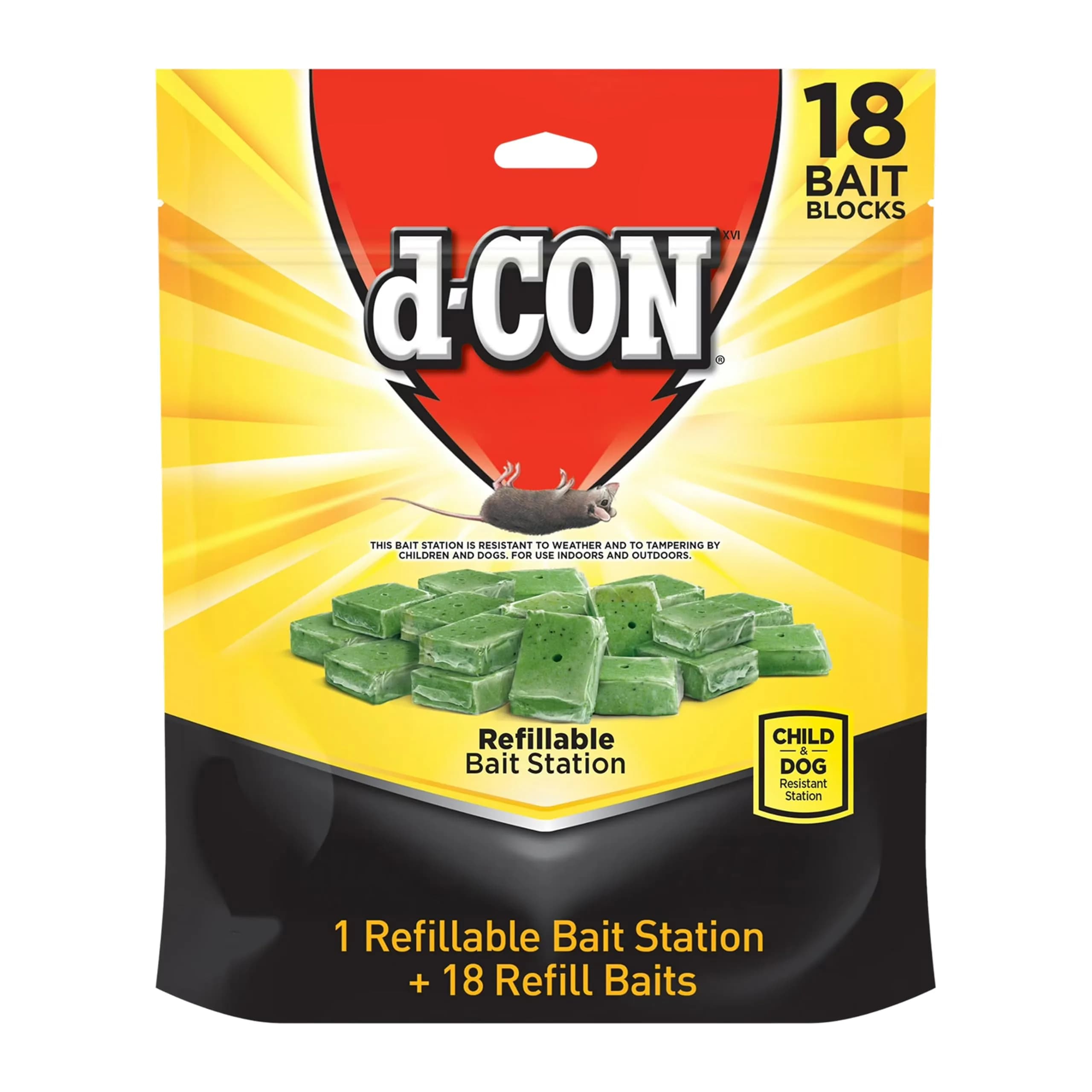 d-Con Refillable Mouse Bait Station 1 + 18 Refills | Compact Weatherproof Indoor/Outdoor Pest Control - main product image