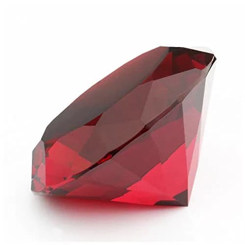 Yarrkc Red Crystal Glass Diamond Shaped Decoration 60mm | Elegant Ruby Paperweight for Office & Home thumbnail 1