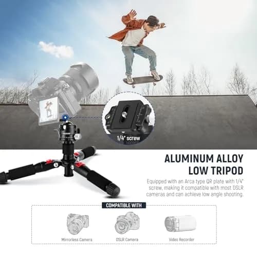 NEEWER Portable Travel Mini Tabletop Tripod 50cm Aluminum Alloy | 11 lb Max Load, 360° Ball Head thumbnail 2