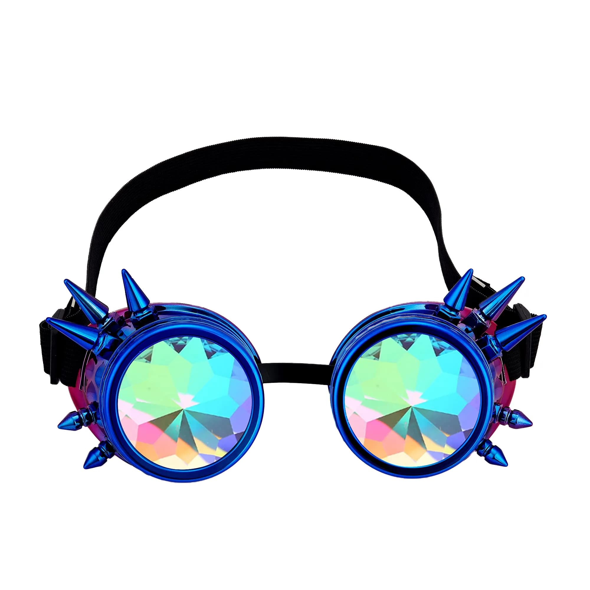 Lelinta Kaleidoscope Spiked Goggles with Adjustable Straps | Blue-Purple Spike - main product image