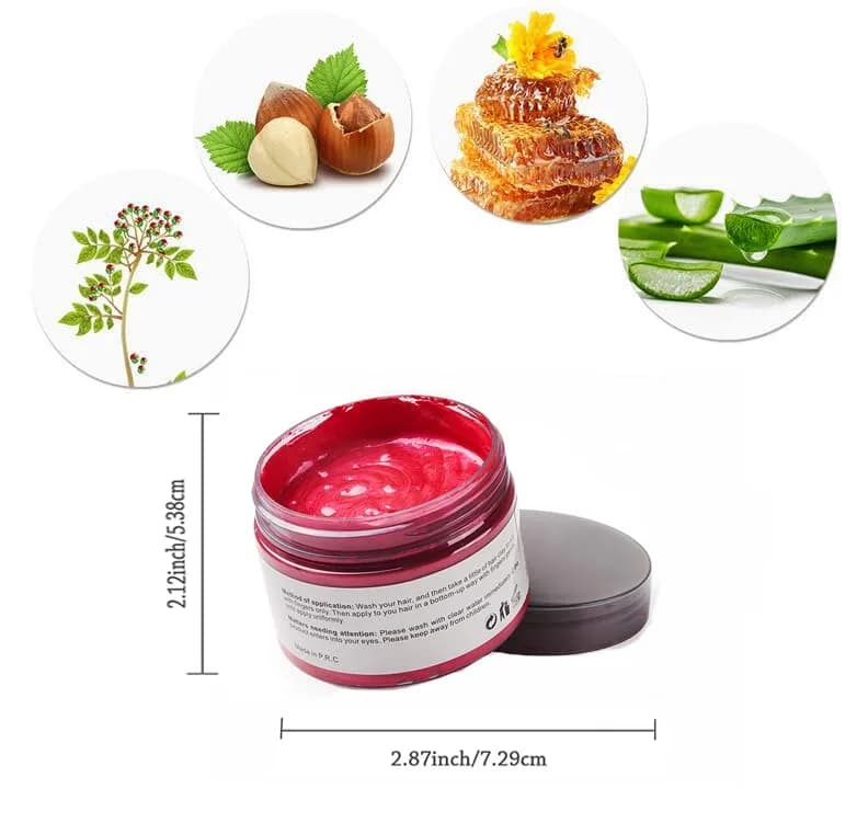 SWAKER Pink Red Hair Color Wax 120g (4.23 oz) | Temporary Styling Cream for Parties & Events thumbnail 2