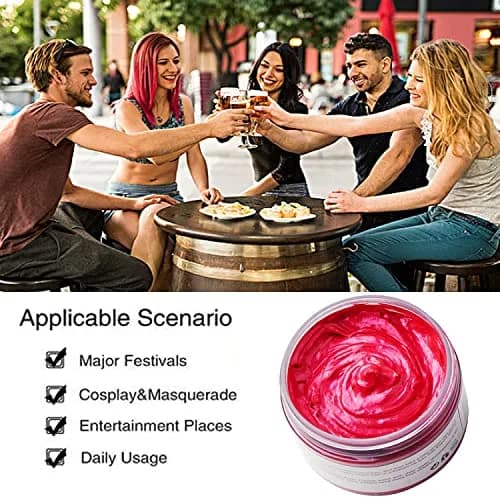 SWAKER Pink Red Hair Color Wax 120g (4.23 oz) | Temporary Styling Cream for Parties & Events thumbnail 5