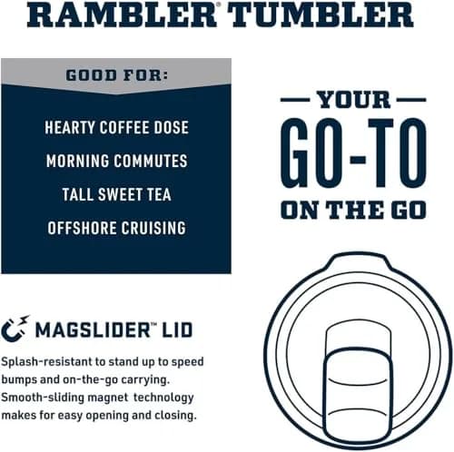 YETI Rambler 30 oz Stainless Steel Vacuum Insulated Tumbler with MagSlider Lid, Navy | Keeps Drinks Hot or Cold for Hours thumbnail 4