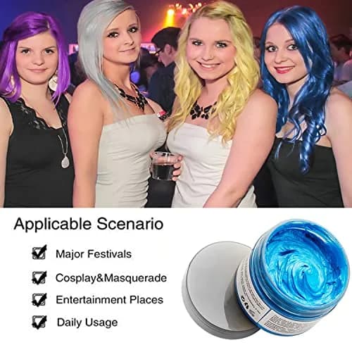 SWAKER Blue Hair Color Wax 130ml - Temporary Vibrant Styling Cream for Men & Women thumbnail 4