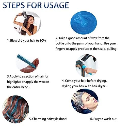 SWAKER Blue Hair Color Wax 130ml - Temporary Vibrant Styling Cream for Men & Women thumbnail 5