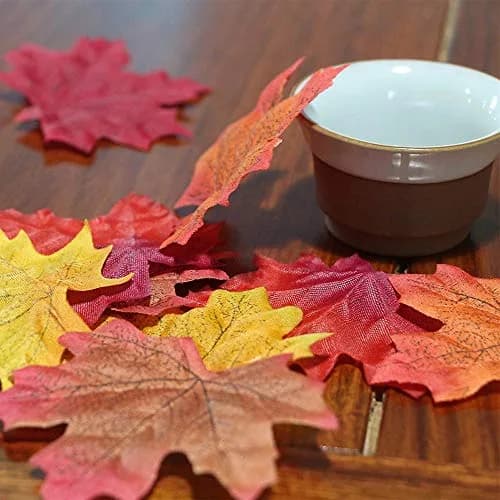 EchoDone Artificial Maple Leaves Decorations 600 pcs | Autumn Fall Leaves for Wedding & Thanksgiving thumbnail 6