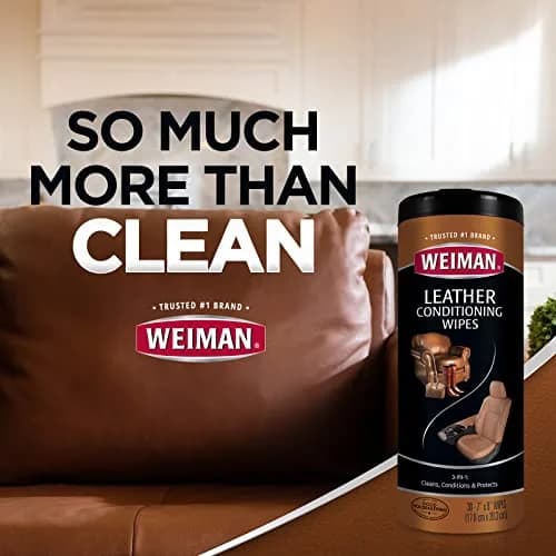 Weiman Leather Cleaner, Conditioner & Protector Wipes 120 Count (Pack of 4) | UV Protection for All Finished Leather Surfaces thumbnail 3