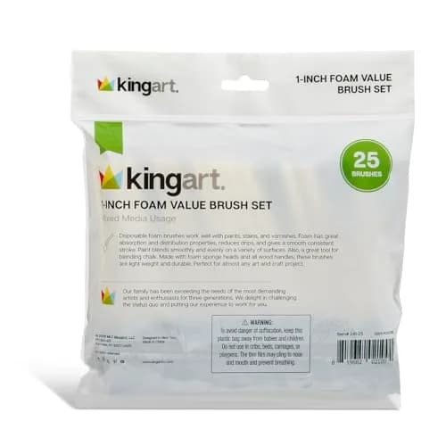 KINGART Foam Paint Brush Set 1 Inch, 25 Pc. Value Pack | Smooth Application for Crafts & DIY thumbnail 7