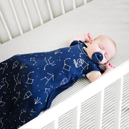 Woolino Ultimate Baby Sleep Sack – 4 Season Merino Wool Sleeping Bag, Organic Cotton Outer, Temp Regulating Blanket, Adjustable Sleep Sack Universal Size 2–24 Months - Night Sky thumbnail 7