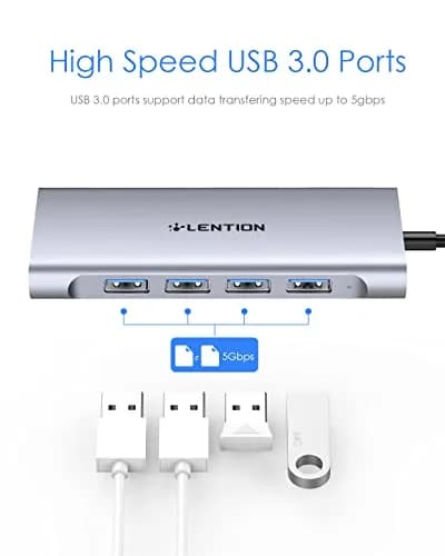LENTION 6 in 1 USB C Hub, 4 USB 3.0, 4K@60Hz HDMI, 100W Charging | Multiport Hub for MacBook & More thumbnail 5