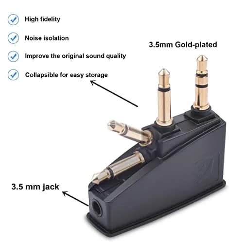 Asobilor Gold Airplane Headphone Adapter with 3.5mm Jack | Compatible with Bose QC Series & More thumbnail 2