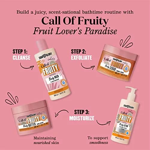 Soap & Glory Call of Fruity Body Butter 300 ml (10.1 Fl Oz) | Hydrating Lotion for Dry Skin with Vitamin E, Coconut Oil & Aloe Extracts thumbnail 11
