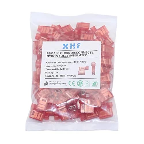XHF 90 Degree 22-18 AWG Flag Shaped Right Angle Spade Connectors Nylon Fully Insulated 100 Pcs Red | RoHS, CE, CSA Certified thumbnail 4