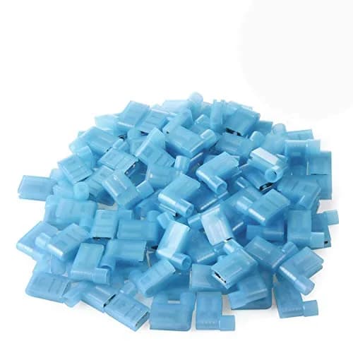 XHF 90 Degree 16-14 AWG Flag Shaped Right Angle Spade Connectors Nylon Fully Insulated 100 Pcs Blue | RoHS, CE, CSA Certified thumbnail 1