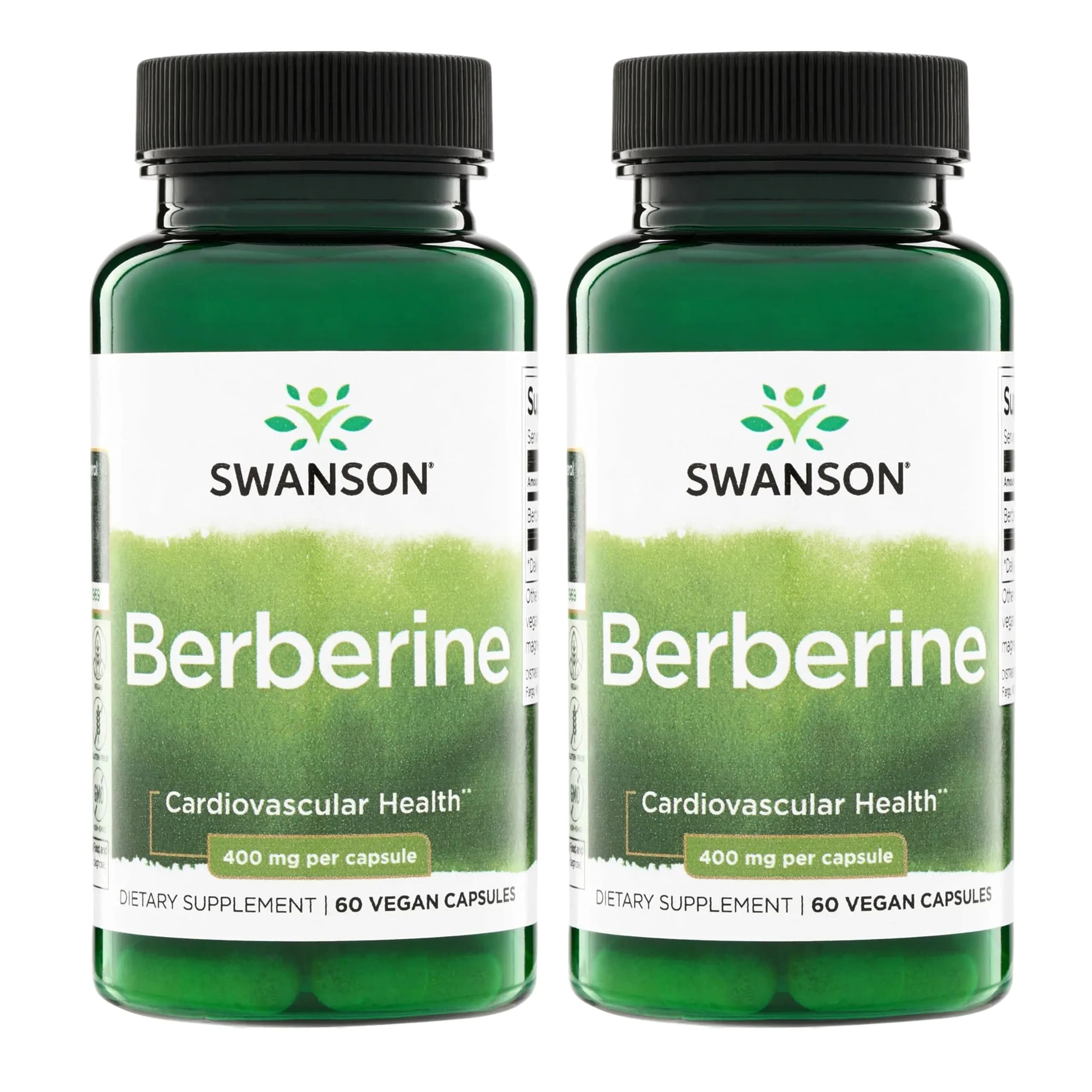 Swanson Berberine HCl Metabolic Health 400 mg 120 Vegan Capsules (60 Count Pack of 2) - main product image