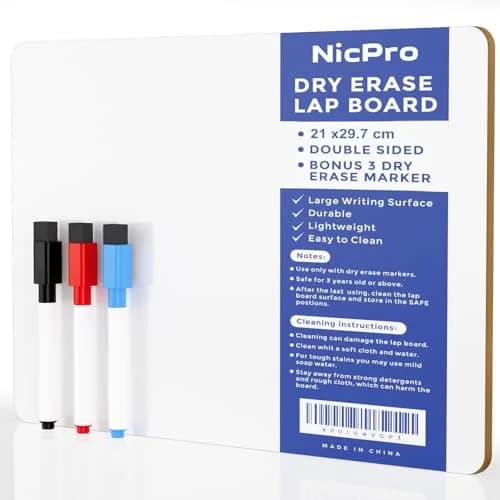 Nicpro 2 Pack Small Dry Erase Lapboards 9''x 12'' (22.86cm x 30.48cm) | Double-Sided Writing Surface thumbnail 1