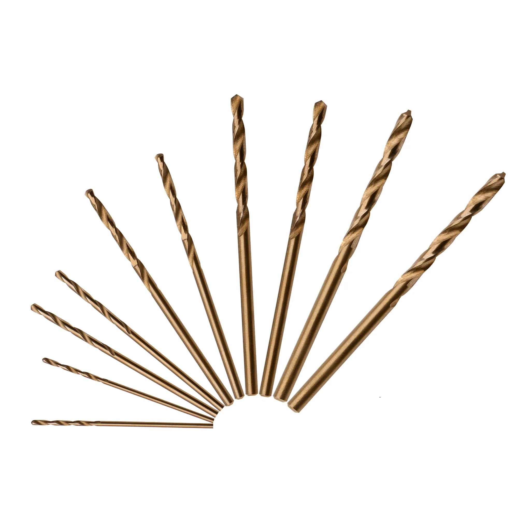SPKLINE 10 Pcs 3.2mm (1/8") Cobalt Drill Bit Set | M35 High Speed Steel Jobber Length Twist Bits for Hard Metal — 3/64 - 1/8 In. (10 pc. Set)