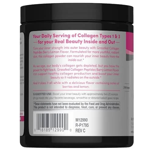 NeoCell Super Collagen Peptides Powder Berry Lemon Flavor 189g (6.7 oz) | Grass Fed Bovine Types 1 & 3 for Hair, Skin & Nails thumbnail 3