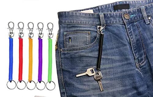 Mini Skater 6Pcs Spiral Retractable Spring Coil Keychain | Theftproof & Stretch Cord thumbnail 6