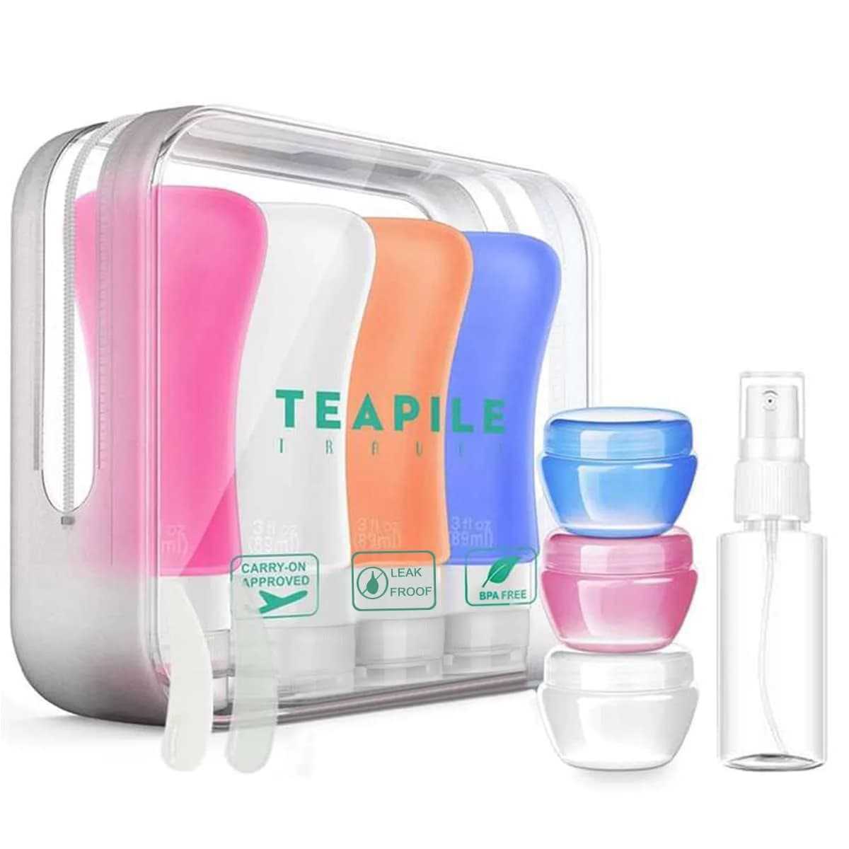 Teapile 4 Pack Travel Bottles 3oz Leak Proof Silicone Toiletry Containers for Travel - main product image