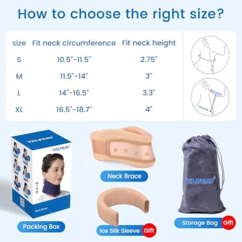 Velpeau Neck Brace for Neck Pain Support - Soft Cervical Collar for Sleeping, Support & Relief (Khaki, M: 11.5-14"/3") thumbnail 6