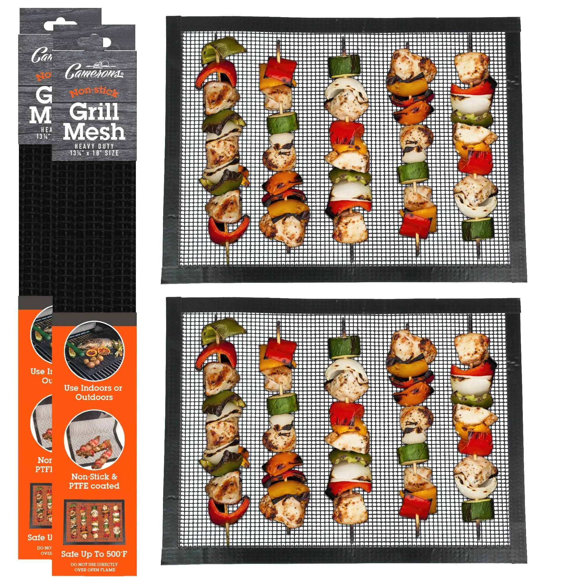 Camerons Heavy Duty Grilling Mesh 40cm x 33cm (15.9g) | Non-Stick Reusable BBQ Mat for Grills & Ovens — Black