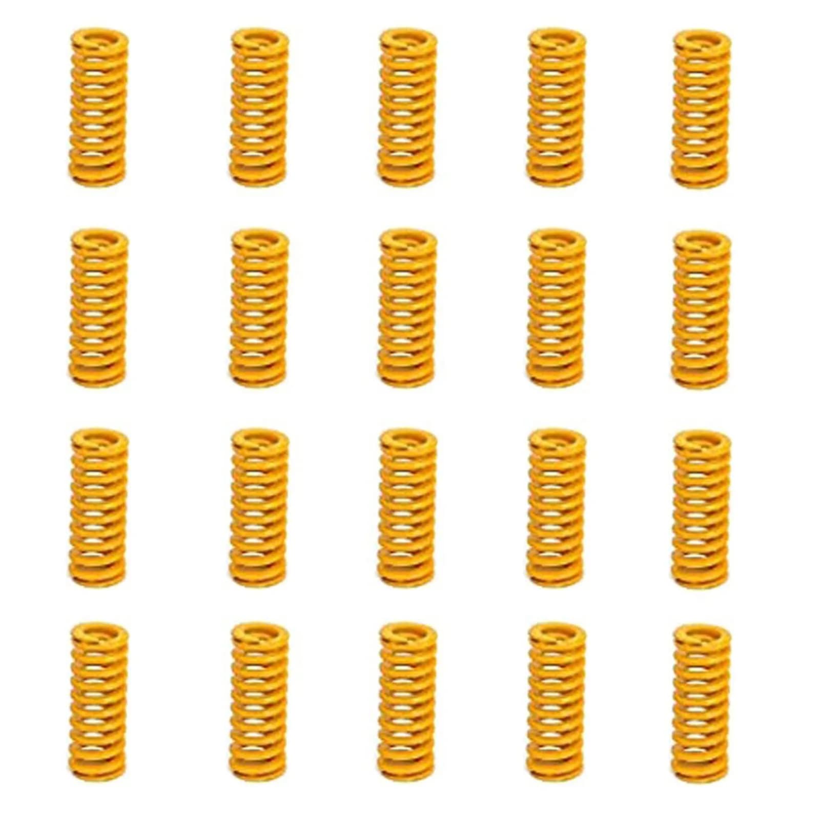 Orgrimmar Yellow 20pcs Compression Mould Die Spring 8mm OD x 20mm Long | Light Load Compression Springs - main product image