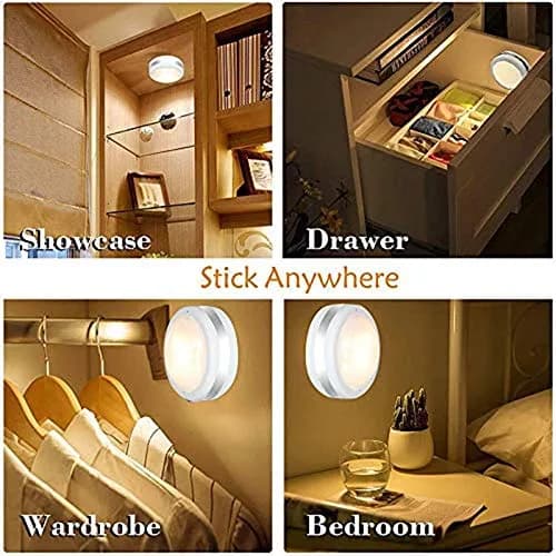 Starxing LED Puck Lights with Remote Control, Stick On Under Cabinet Lights 6-Pack | 4000K Natural White, Battery Powered thumbnail 5