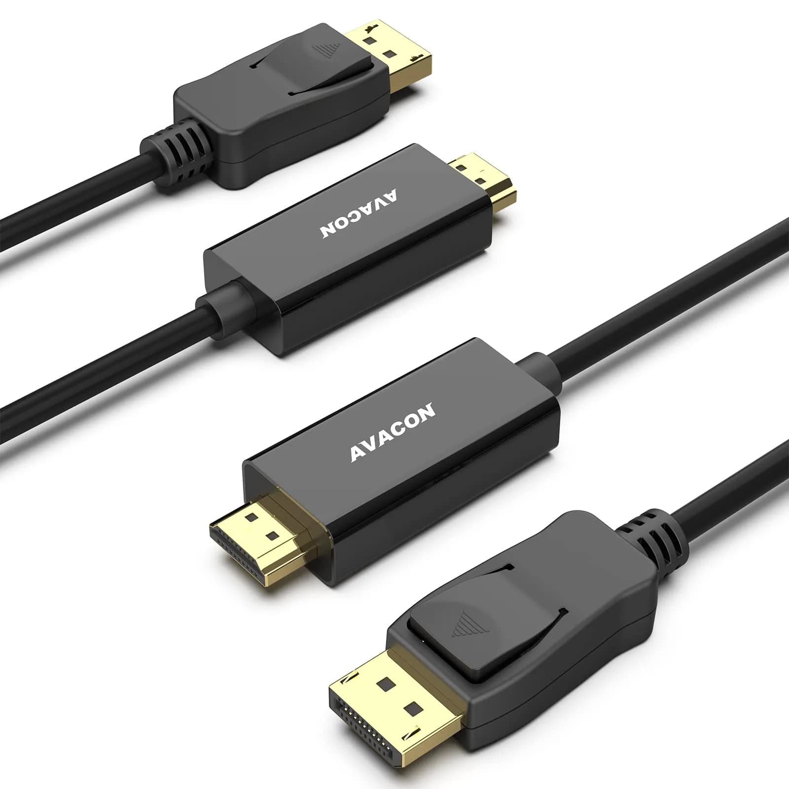 AVACON 4K DisplayPort to HDMI 10 Feet Cable | Uni-Directional DP 1.2 to HDMI 1.4 Gold Plated — Black