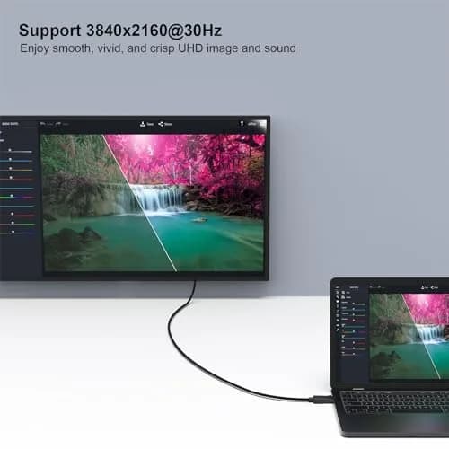 AVACON 4K DisplayPort to HDMI 6 Feet Cable 2 Pack | Uni-Directional DP 1.2 to HDMI 1.4, 3840x2160@30Hz, Gold-Plated, Shielded, Black thumbnail 5