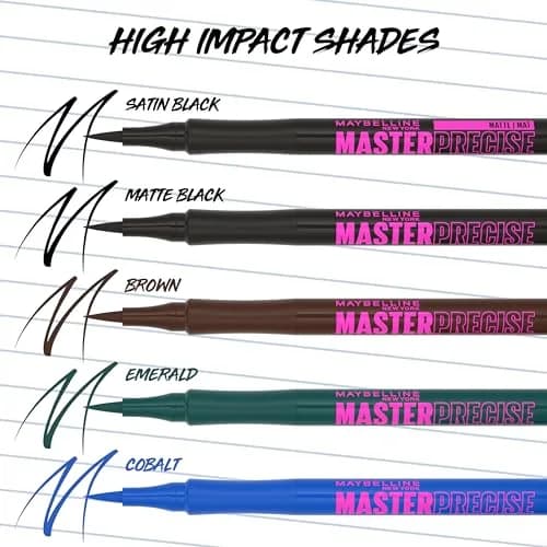 Maybelline Eyestudio Master Precise Liquid Eyeliner, Satin Black 1ml (0.034 Fl Oz) | Waterproof & Smudge-Proof for All-Day Wear thumbnail 5