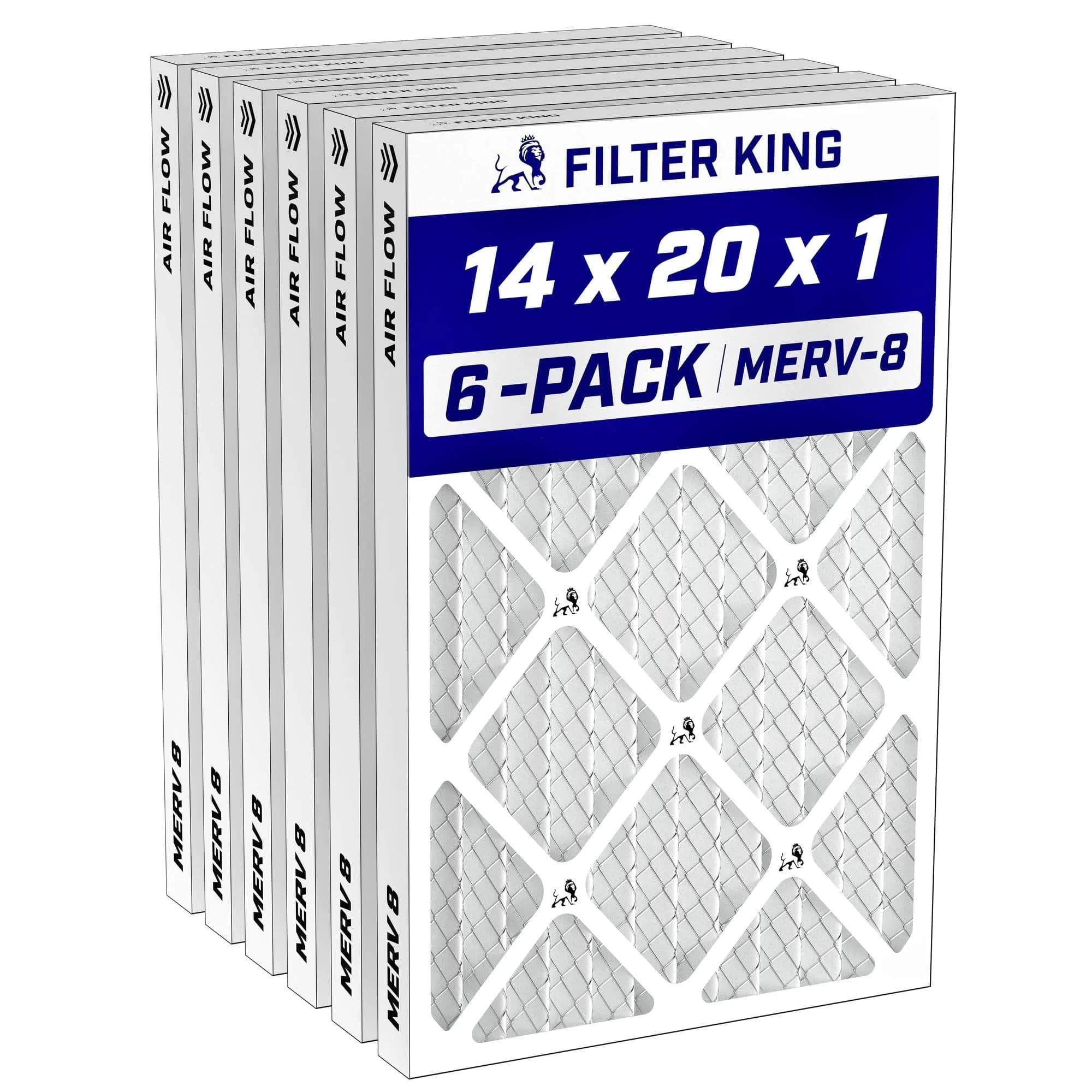Filter King 14x20x1 Air Filter MERV 8 | 13.5x19.5x0.75, 6-Pack, Lasts 90 Days