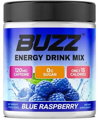 Morning Buzz Sugar Free Energy Drink Powder 30 Servings | Raspberry Flavor, Vegan, Gluten-Free thumbnail 1