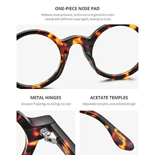 HEPIDEM Vintage Round Optical Glasses Frame 46mm (Leopard Big 46mm) | Full Rim Acetate thumbnail 2